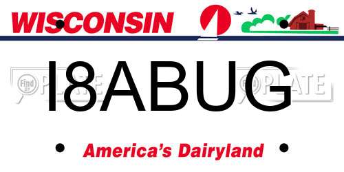 I8ABUG Wisconsin License Plate