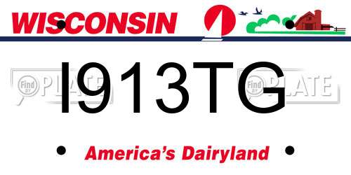 I913TG Wisconsin License Plate