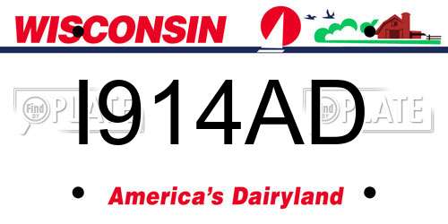 I914AD Wisconsin License Plate