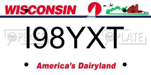 I98YXT Wisconsin License Plate