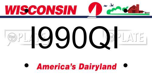 I990QI Wisconsin License Plate