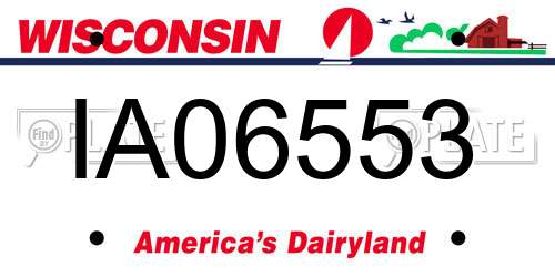 IA06553 Wisconsin License Plate