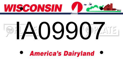 IA09907 Wisconsin License Plate