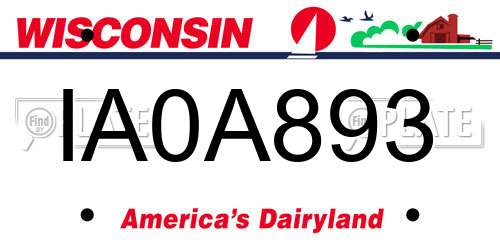 IA0A893 Wisconsin License Plate