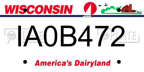 IA0B472 Wisconsin License Plate