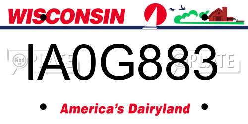 IA0G883 Wisconsin License Plate