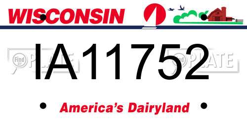 IA11752 Wisconsin License Plate