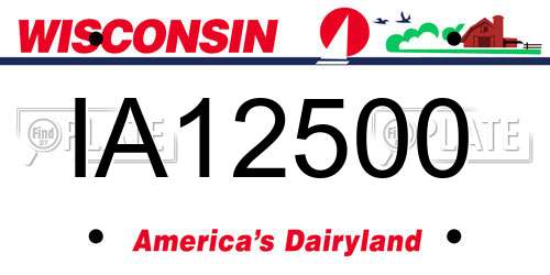 IA12500 Wisconsin License Plate