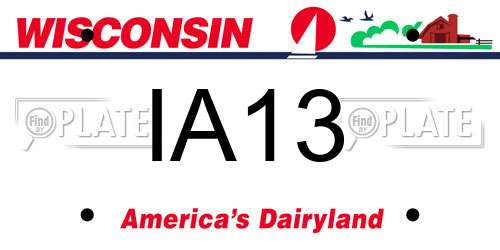 IA13 Wisconsin License Plate