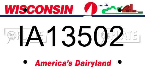 IA13502 Wisconsin License Plate