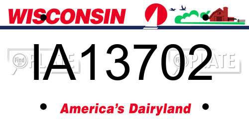 IA13702 Wisconsin License Plate