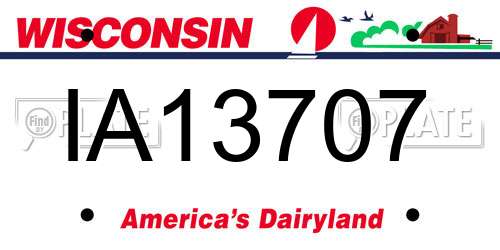 IA13707 Wisconsin License Plate