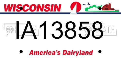 IA13858 Wisconsin License Plate