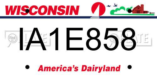 IA1E858 Wisconsin License Plate
