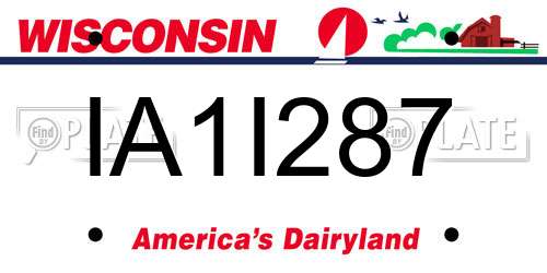 IA1I287 Wisconsin License Plate