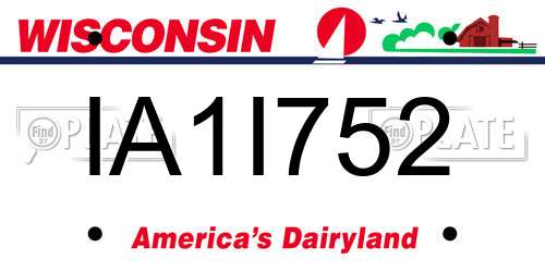 IA1I752 Wisconsin License Plate