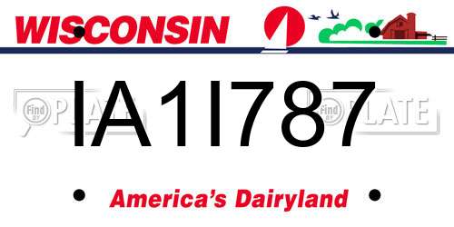 IA1I787 Wisconsin License Plate