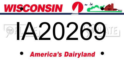 IA20269 Wisconsin License Plate