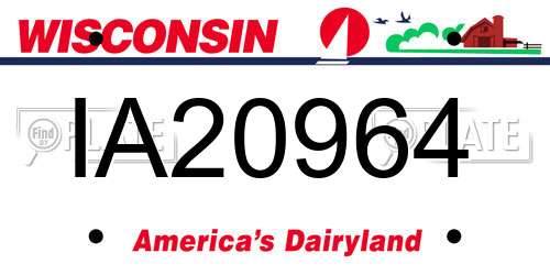 IA20964 Wisconsin License Plate