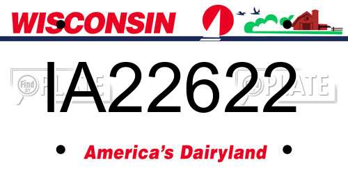 IA22622 Wisconsin License Plate