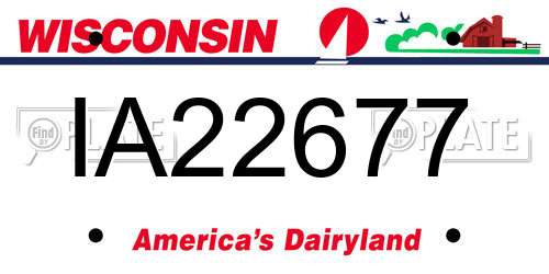 IA22677 Wisconsin License Plate