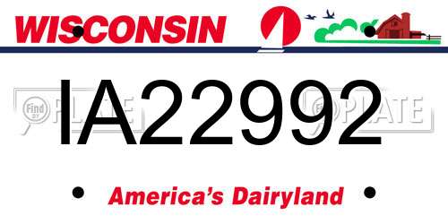 IA22992 Wisconsin License Plate