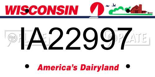 IA22997 Wisconsin License Plate