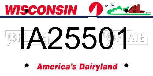 IA25501 Wisconsin License Plate