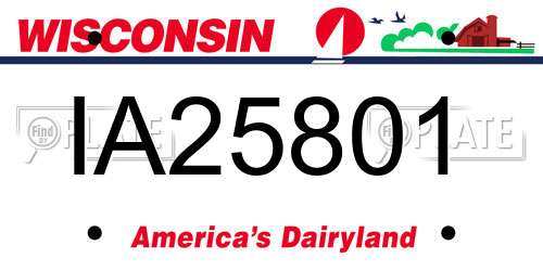 IA25801 Wisconsin License Plate