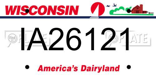 IA26121 Wisconsin License Plate