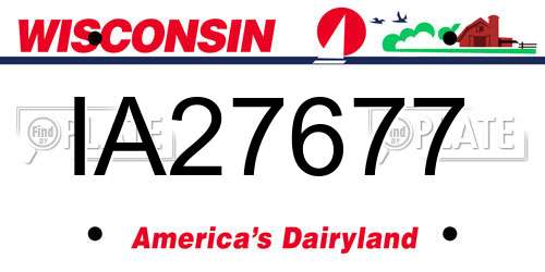 IA27677 Wisconsin License Plate