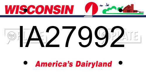 IA27992 Wisconsin License Plate