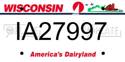 IA27997 Wisconsin License Plate