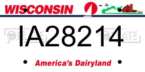 IA28214 Wisconsin License Plate