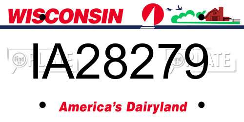 IA28279 Wisconsin License Plate