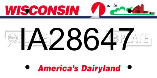IA28647 Wisconsin License Plate