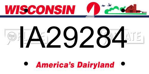 IA29284 Wisconsin License Plate