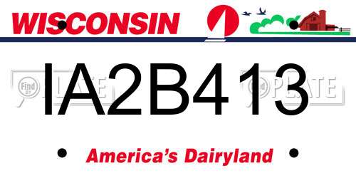 IA2B413 Wisconsin License Plate