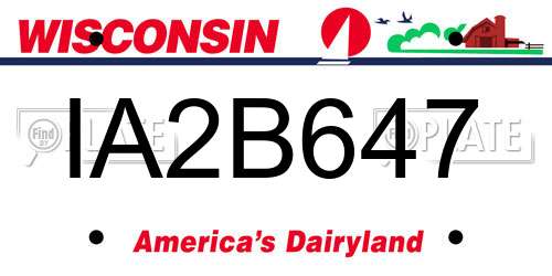 IA2B647 Wisconsin License Plate