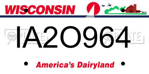 IA2O964 Wisconsin License Plate