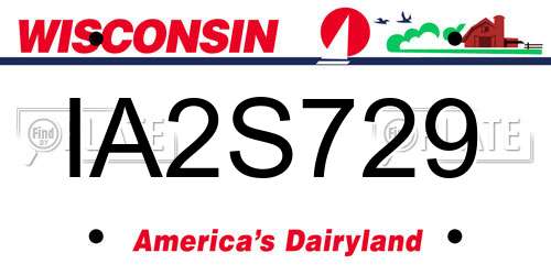 IA2S729 Wisconsin License Plate