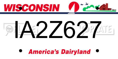 IA2Z627 Wisconsin License Plate