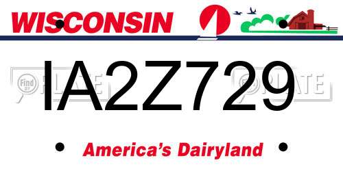 IA2Z729 Wisconsin License Plate