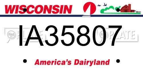 IA35807 Wisconsin License Plate