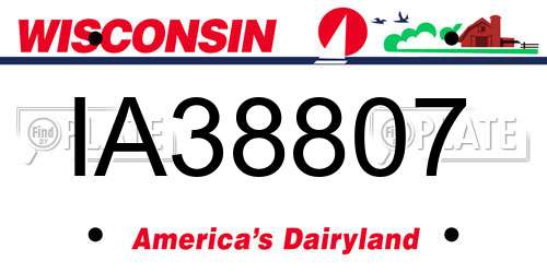 IA38807 Wisconsin License Plate