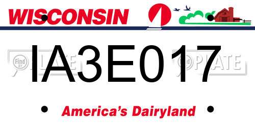 IA3E017 Wisconsin License Plate