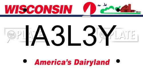 IA3L3Y Wisconsin License Plate