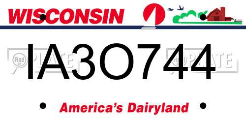 IA3O744 Wisconsin License Plate