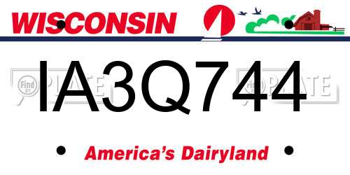 IA3Q744 Wisconsin License Plate