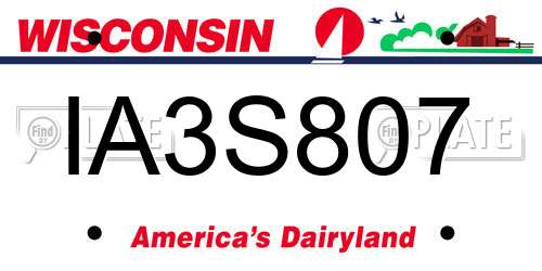 IA3S807 Wisconsin License Plate